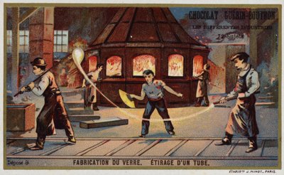Glass Manufacturing. Drawing Out a Tube by French School