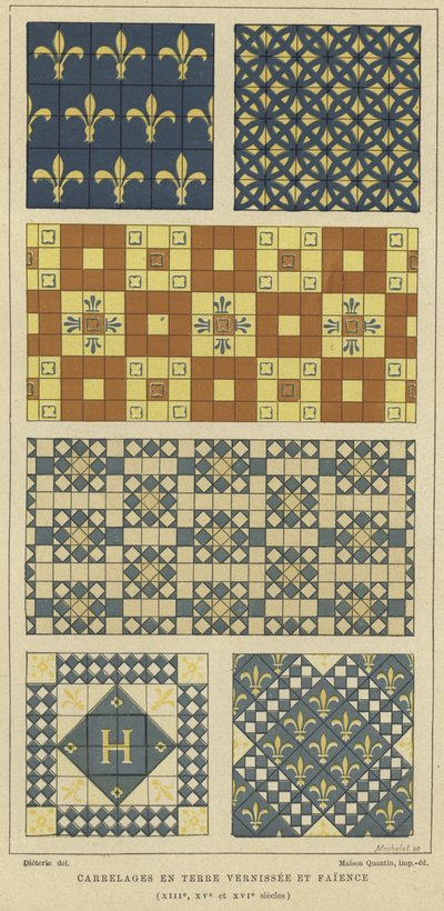 Glazed Earthenware and Faience Tiles, 13th, 15th and 16th Century by French School