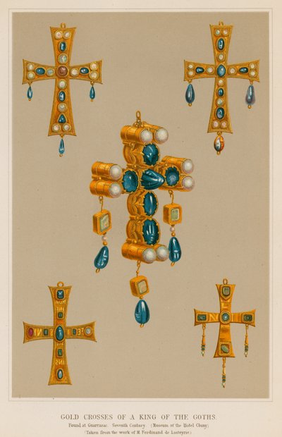 Gold Crosses of a King of the Goths by French School