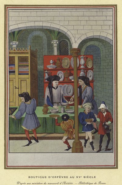 Gold and Silversmiths Shop, 15th Century by French School