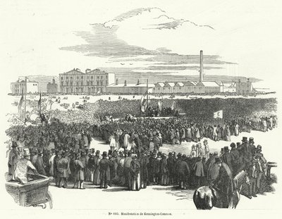 Great meeting of the Chartists on Kennington Common, London by French School