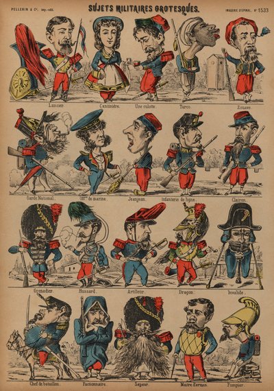 Grotesque Military Caricatures by French School