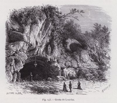 Grotto of Lourdes (engraving) by French School