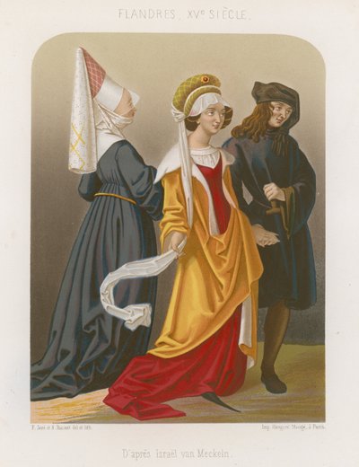 Group of people in 15th-century fashions by French School