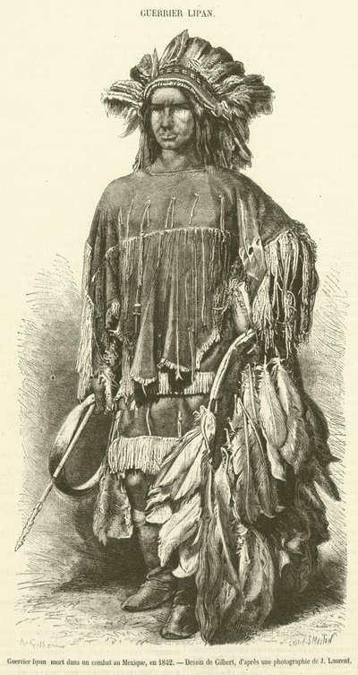 Lipan Warrior Killed in a Battle in Mexico, 1842 (engraving) by French School