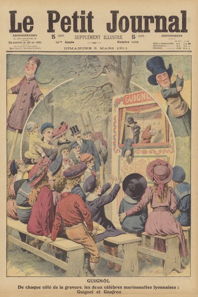 Guignol and Gnafron, Famous French Puppets from a Show from Lyon by French School