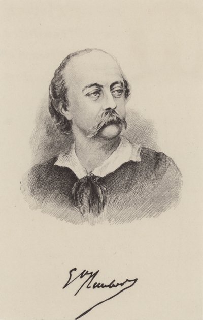 Gustave Flaubert, French Novelist (engraving) by French School