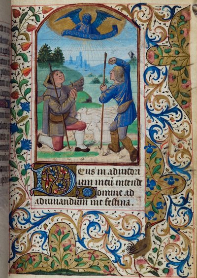 Annunciation to the Shepherds, from Book of Hours, Use of Paris, Mid-15th Century by French School