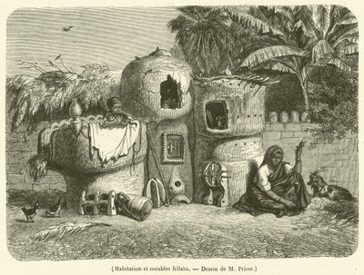 Habitation and Furniture of Fellahs (engraving) by French School