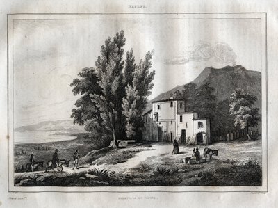 Hermitage of Mount Vesuvius - Vesuvio Engraving from Picturesque Italy - Historical and Descriptive Painting of Italy by M. de Norvins, Ch. Nodier 1834-1836. by French School