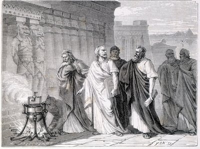 Heron experiences the Eolipyle (hermetic boiler filled partly with water that was placed on a fire) in front of the scholars of the School of Alexandria - in 