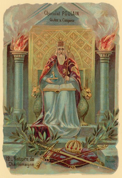 History of Charlemagne, founder of the Carolingian Empire (c. 742-814) by French School