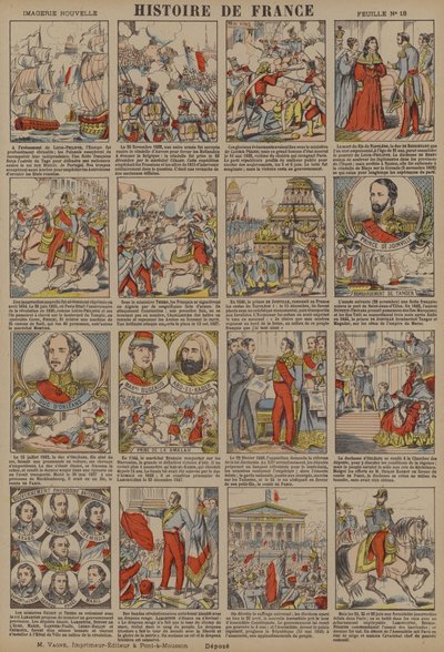 History of France from the Accession of Louis-Philippe to the Revolution of 1848 (colour litho) by French School