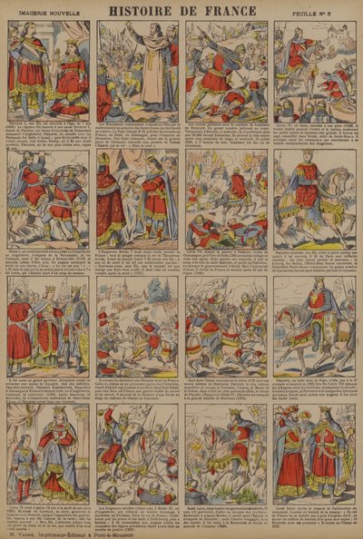 History of France from the Reign of Philip I to the Reign of Louis IX (colour litho) by French School
