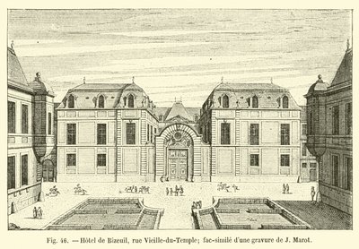 Hotel de Bizeuil, Rue Vieille-du-Temple; Facsimile of an Engraving by J Marot by French School