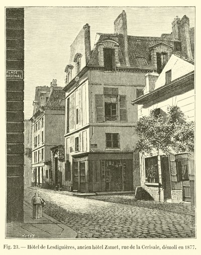Hotel de Lesdiguières, former Hotel Zamet, Rue de la Cerisaie, demolished in 1877 by French School
