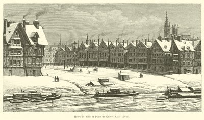 Hotel de Ville and Place de Greve, 13th century by French School