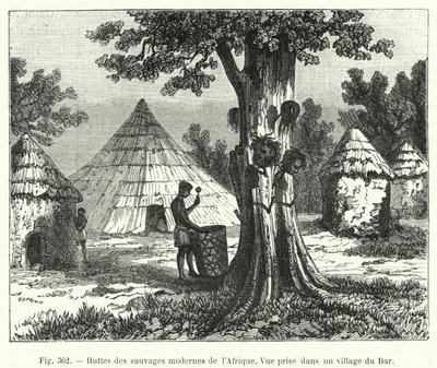 Huts of Modern Savages of Africa by French School