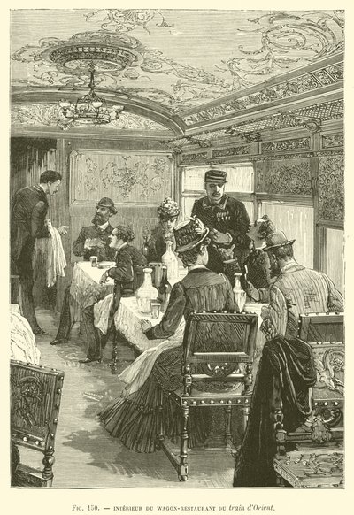 Interior of the Dining Car of the Orient Express by French School