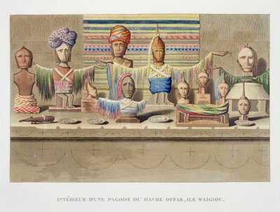 Interior of a Spirit House, Offak Harbour, Waigiou Island, from Voyage autour du Monde, by Louis Isidore Duperrey by French School