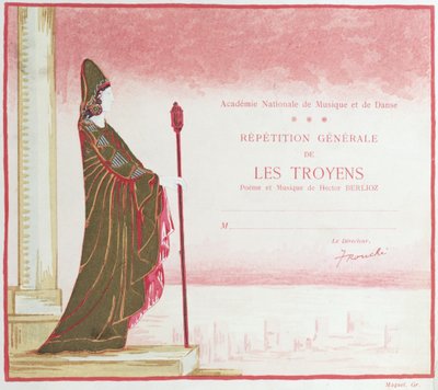 Invitation for a Performance of Les Troyens (The Trojans) Composed by Hector Berlioz at the Opera de Paris by French School