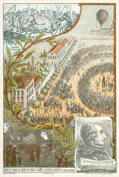 Jacques Charles Launching the First Hydrogen Balloon from the Champ de Mars, Paris, 27 August by French School