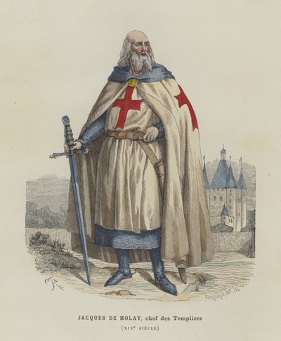 Jacques de Molay, Last Grand Master of the Knights Templar, 14th Century by French School