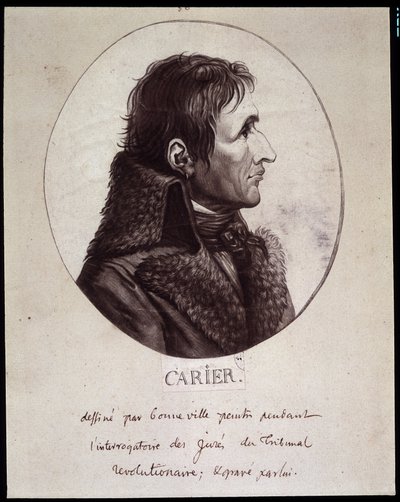 Jean Baptiste Carrier (1756-1794), Drawn by Gouneville During the Interrogation of the Projures of the Revolutionary Court by French School