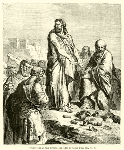 Jeremiah Breaks a Clay Jar in the Valley of Tophet by French School