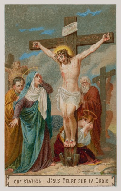 Jesus dies on the cross (The twelfth Station of the Cross) by French School
