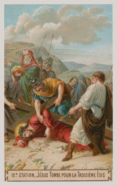 Jesus falls for the third time (The ninth Station of the Cross) by French School
