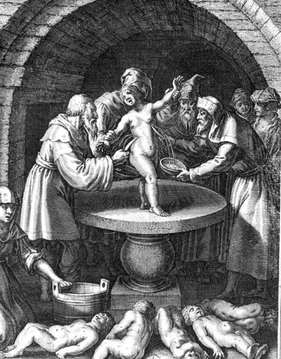 Jews sacrificing a Christian child in France in 1180 by French School