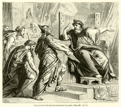 Joab presents the census of the people to David by French School