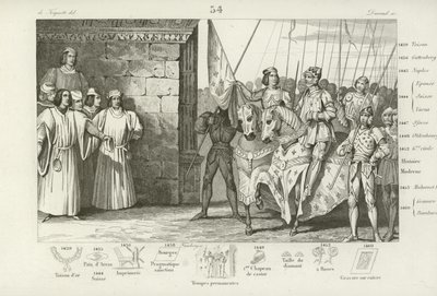Joan of Arc arrives at Rheims to attend the coronation of Charles VII of France, 1429 by French School