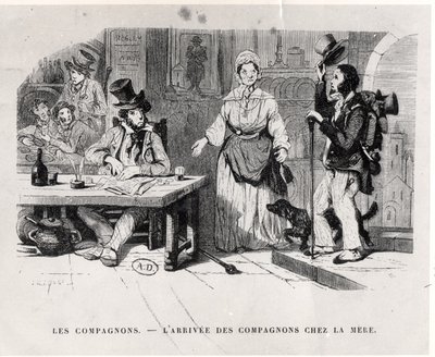 Journeyman arriving at a Boarding house by French School