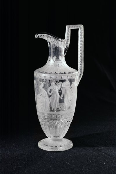 Jug depicting a dancer and a lyre player by French School