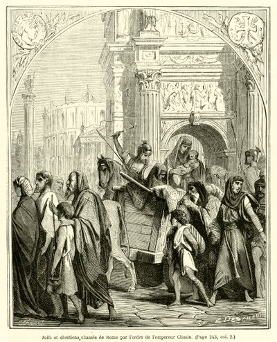 Jews and Christians Expelled from Rome by Order of Emperor Claudius (engraving) by French School