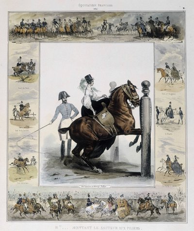 Jumping in Picturesque History of Ancient and Modern Riding by Charles Aubry by French School