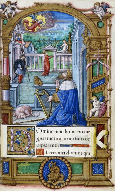 King David with a Harp, from a Book of Hours made for Francois I, c.1532-1540 by French School