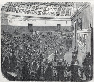 The School of Medicine of Paris - the grand amphitheatre - Engraving in 