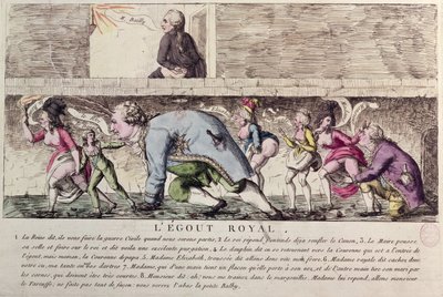 LEgout Royal, caricature of the flight of the French royal family to Varennes on 21st June 1791 by French School