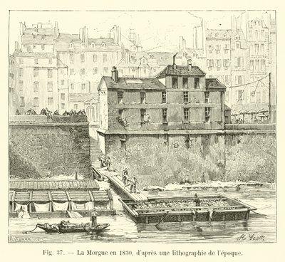 The Morgue in 1830, after a Lithograph of the Time by French School