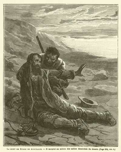 The Death of Burke in Australia (engraving) by French School