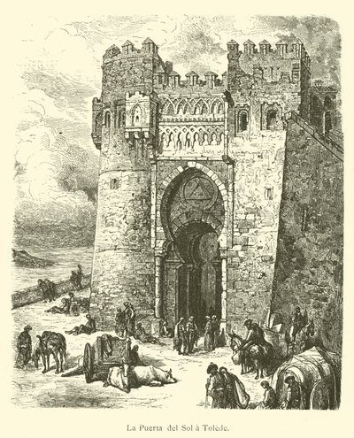 The Puerta del Sol in Toledo (engraving) by French School