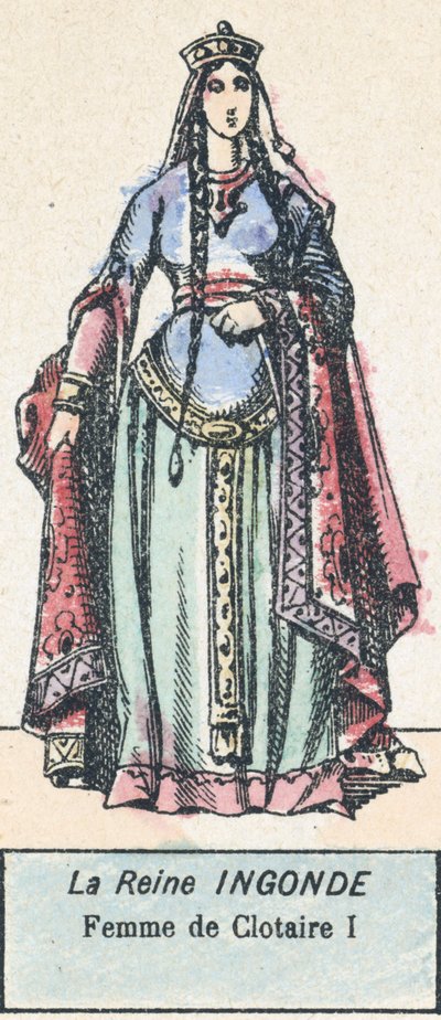 Queen Ingonde, Wife of Clotaire I (engraving) by French School