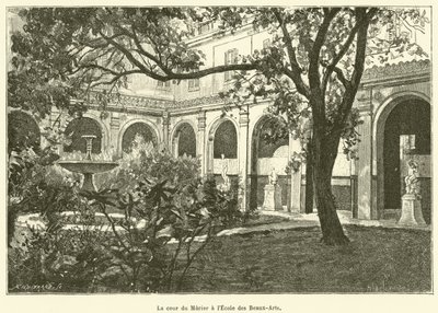 The Courtyard of the Mulberry Tree at the School of Fine Arts (engraving) by French School