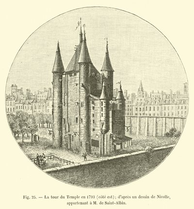 The Temple Tower in 1793, east side; after a drawing by Nicolle; belonging to Mr. de Saint-Albin by French School