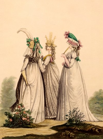 Ladies in Day wear - Modes Anglaises, 1795 by French School