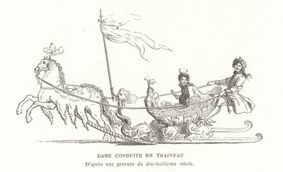 Lady Travelling by Sleigh, France, 18th Century by French School