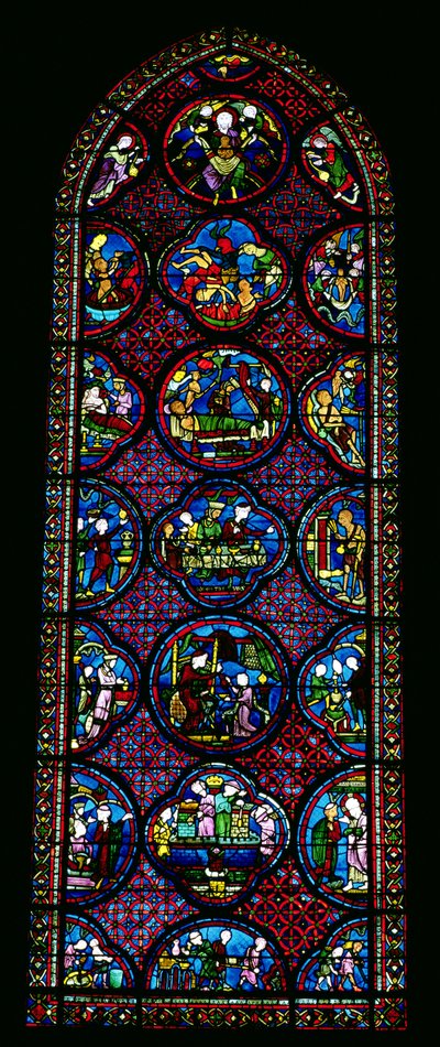 Lancet Window Depicting the Parable of Lazarus and the Rich Man by French School
